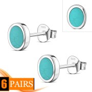  Turquoise Oval Silver Stud Earrings, e345
